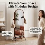 BARON Portable Wooden Standing Mirror-Walnut - Image 4