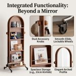 BARON Portable Wooden Standing Mirror-Walnut - Image 5