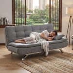 BASSETT 3 Seater Velvet Fabric Sofa Bed-Grey - Image 2