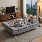 BASSETT 3 Seater Velvet Fabric Sofa Bed-Grey - Image 3