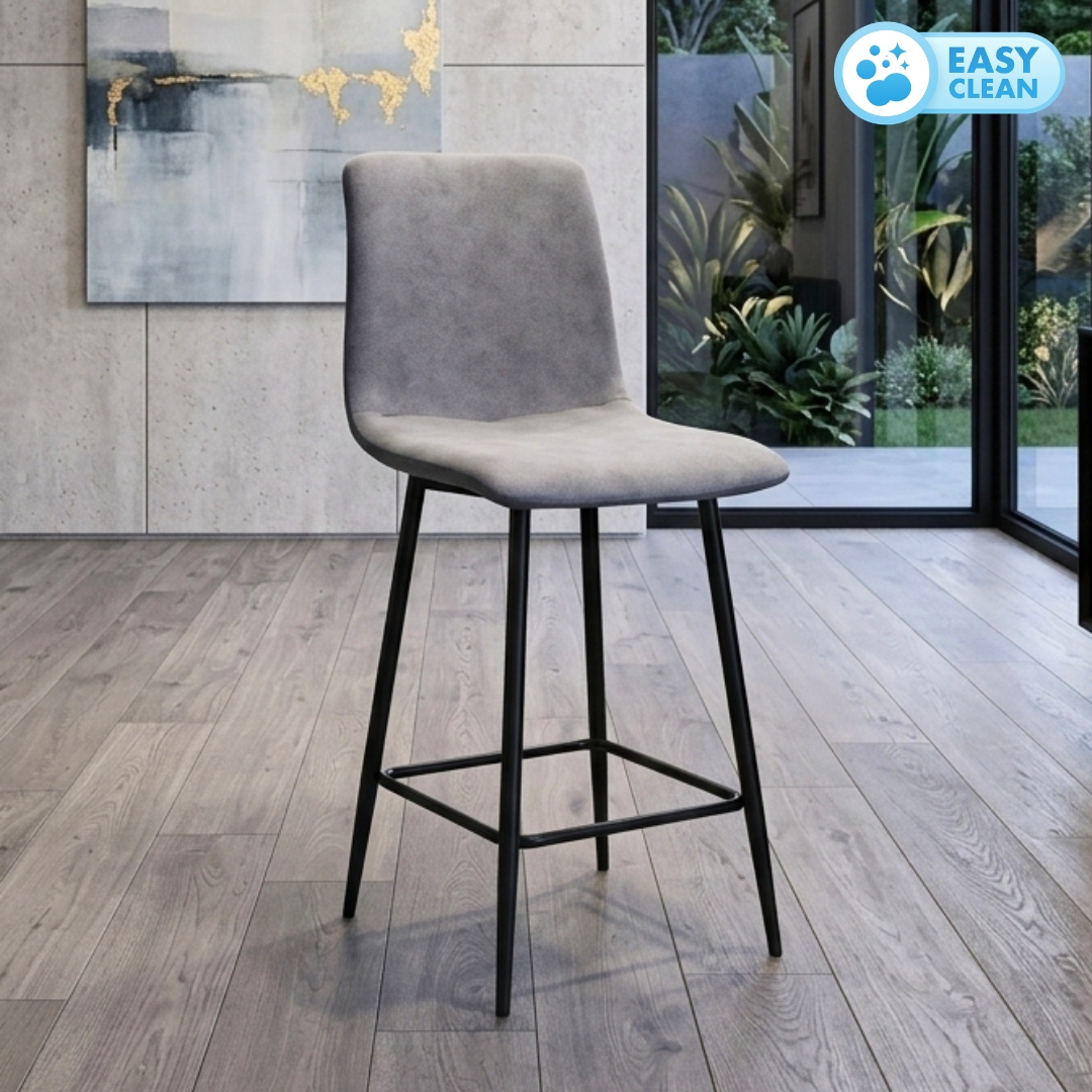 BC129-4 BC129 25" High Back Easy Clean Bar Chair-Grey - Image 1