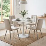 BECKI 4 Seater Round Dining Set-Beige
