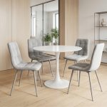 BECKI 4 Seater Round Dining Set-Beige - Image 3