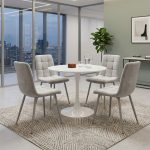 BECKI 4 Seater Round Dining Set-Beige - Image 2
