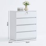 BRENDA 4 Drawer Chest With Key Lock-White - Image 4