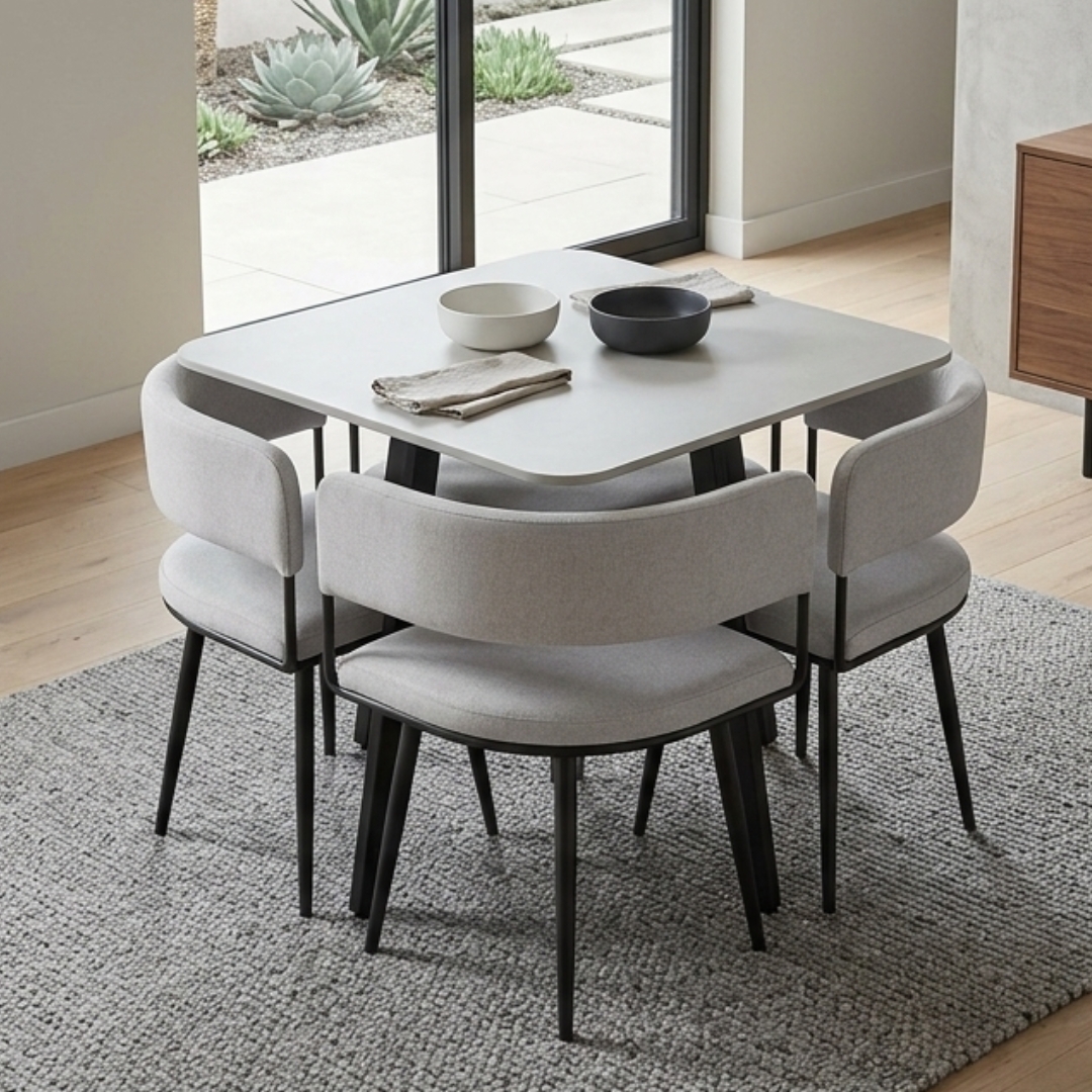 BROYHILL 4S-3 BROYHILL 4 Seater Space Saving Dining Set-Grey - Image 1