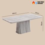 CARRARA 180cm Marble Dining Table - Image 6