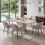 CASSIO Artificial Travertine 6 Seater Dining Set