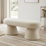 CHISEL 120cm Fleece Fabric Bench Chair-2 Colors - Image 5