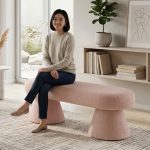 CHISEL 120cm Fleece Fabric Bench Chair-2 Colors - Image 2
