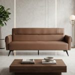 COFFEY 3 Seater PU Sofa Bed-Brown