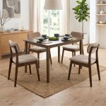 COMO 4 Seater Pet Friendly Fabric Dining Set-Walnut