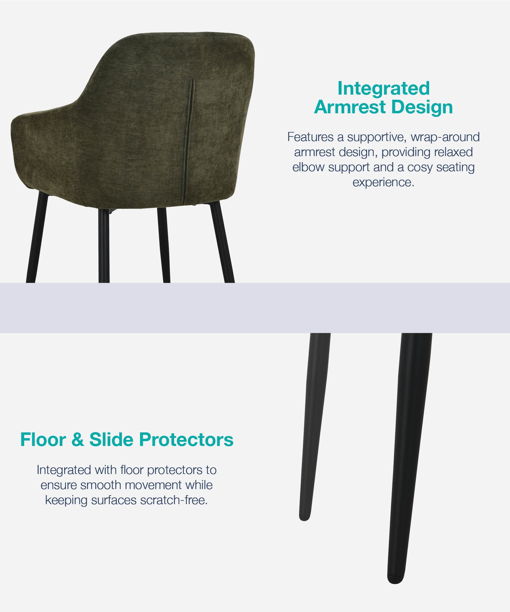 [Set of 2] CORDY Dining Arm Chair-Silk Grey - Image 8