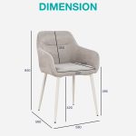 [Set of 2] CORDY Dining Arm Chair-Silk Grey - Image 7