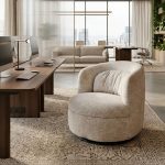 COROLLA 360-Degree Swivel Lounge Chair-Beige - Image 8