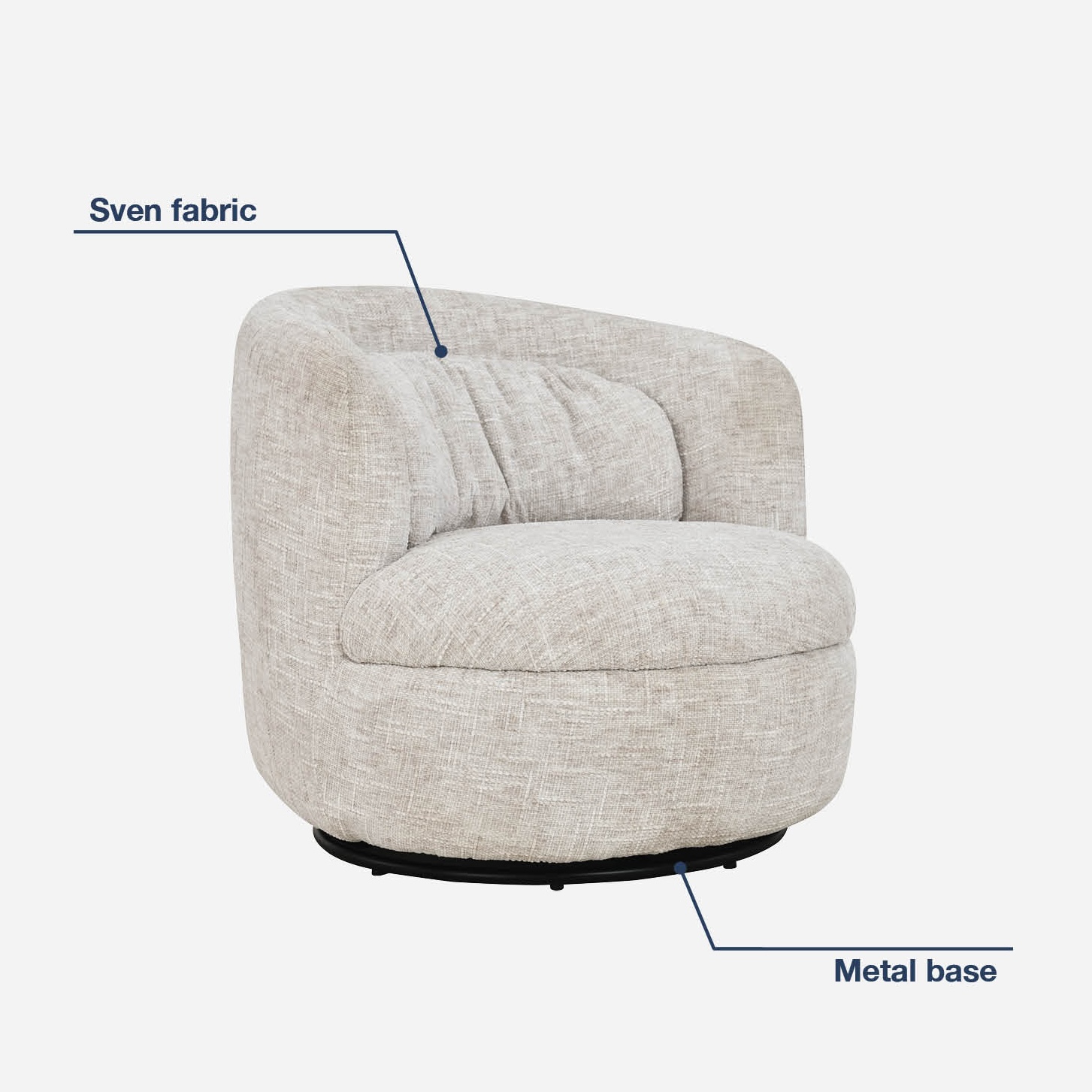 COROLLA 360-Degree Swivel Lounge Chair-Beige - Image 7