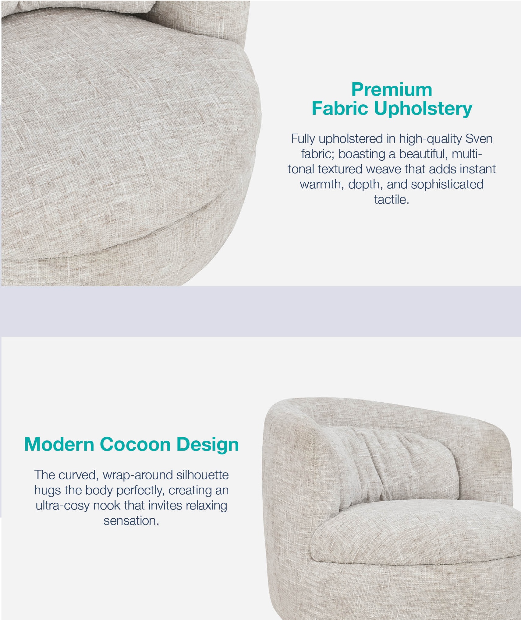 COROLLA 360-Degree Swivel Lounge Chair-Beige - Image 5