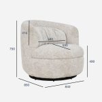 COROLLA 360-Degree Swivel Lounge Chair-Beige - Image 4
