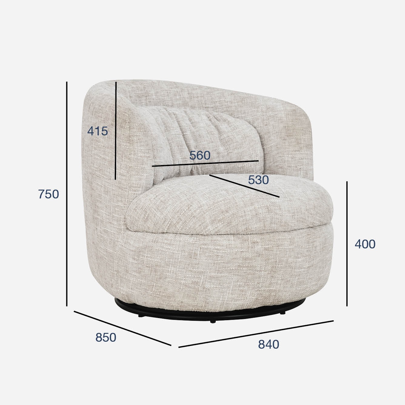 COROLLA 360-Degree Swivel Lounge Chair-Beige - Image 4