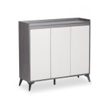 DOWEL 100cm 3 Door Shoe Cabinet-Grey+White - Image 3