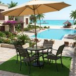DREXEL 4 Seater Garden Set With Umbrella-Black