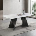 DT217 160cm Boat Shaped Crystal Marble Table