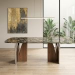 FLARE 160cm Boat Shaped Crystal Marble Dining Table - Image 2