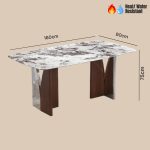 FLARE 160cm Boat Shaped Crystal Marble Dining Table - Image 6