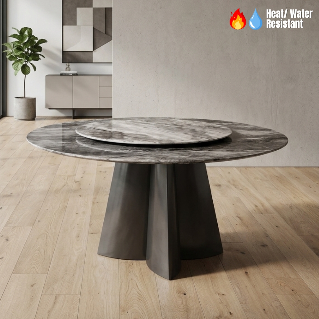 GENTRY TABLE-1 GENTRY D135/150cm Crystal Marble Round Table - Image 1