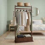 GESSO Wooden Garment Rack With 1 Drawer-Walnut - Image 9
