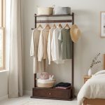 GESSO Wooden Garment Rack With 1 Drawer-Walnut - Image 2
