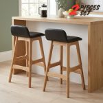 [Set of 2] GURNEY 29“ Solid Wood Bar Stool-Oak