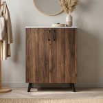 KAGAN 77cm 2 Door Shoe Cabinet-Walnut+White
