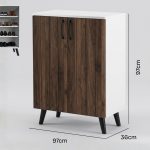 KAGAN 77cm 2 Door Shoe Cabinet-Walnut+White - Image 3