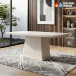KINETIC 160cm Glossy Travertine Dining Table