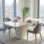 KINETIC 160cm Glossy Travertine Dining Table - Image 2