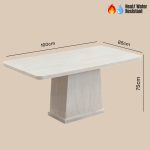 KINETIC 160cm Glossy Travertine Dining Table - Image 6