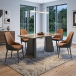 KOFOD Thicker Top 4 Seater Crystal Marble Table-Brown - Image 2