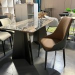 KOFOD Thicker Top 4 Seater Crystal Marble Table-Brown - Image 3