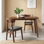 LINDA Full Solid 2 Seater Dining Set-Walnut - Image 2