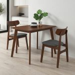 LINDA Full Solid 2 Seater Dining Set-Walnut