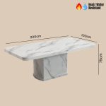 LIVORNO 200cm Marble Dining Table - Image 4