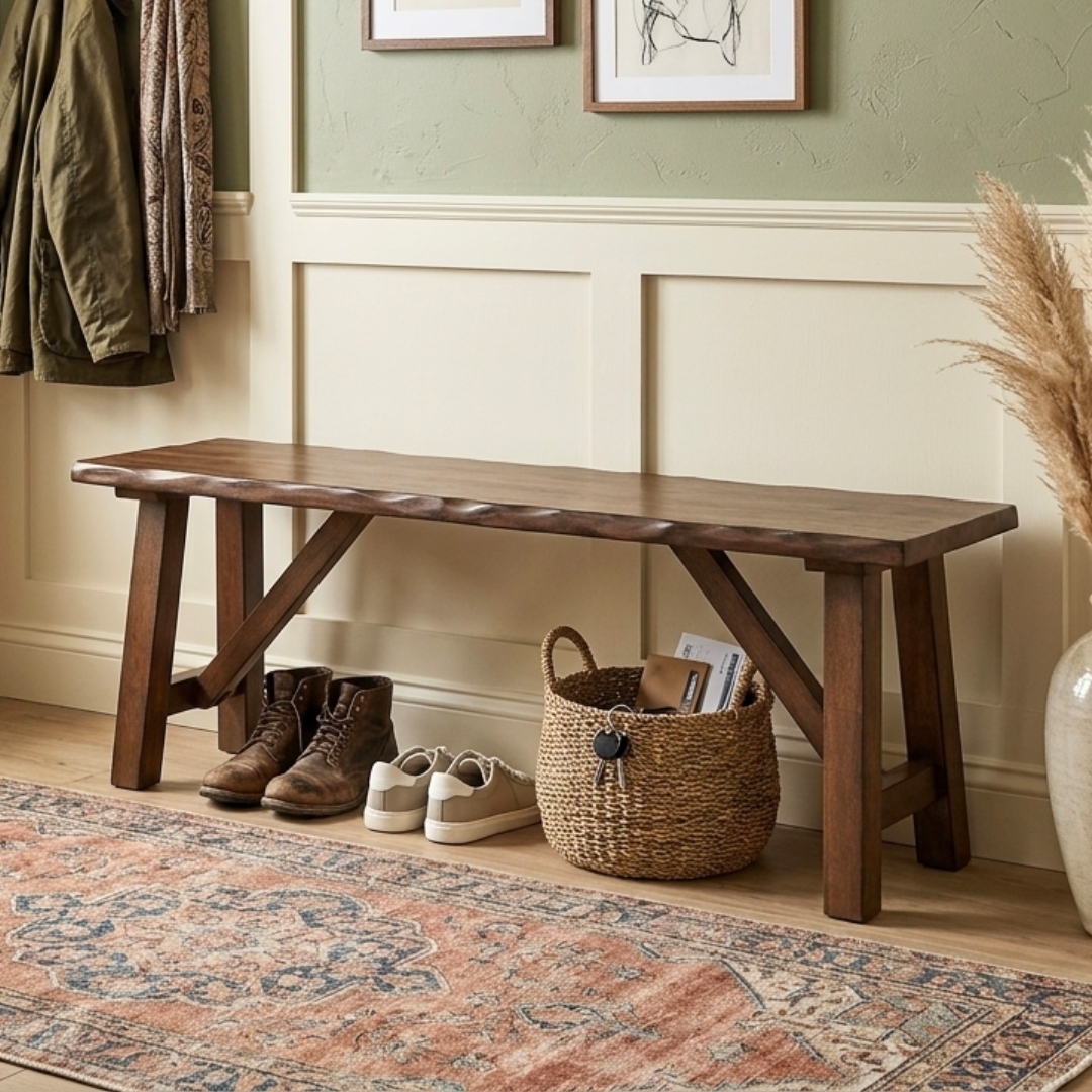 LOGAN BENCH-1 LOGAN 137CM Wooden Live Edge Bench-Walnut - Image 1