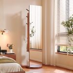 LUSSO Swivel Wooden Standing Mirror-Walnut - Image 2