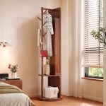 LUSSO Swivel Wooden Standing Mirror-Walnut - Image 6