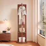 LUSSO Swivel Wooden Standing Mirror-Walnut - Image 5