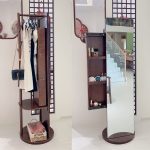 LUSSO Swivel Wooden Standing Mirror-Walnut - Image 3