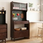 MACOB 80cm Full Solid High Kitchen Cabinet-Walnut - Image 2