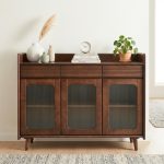 MACOB 120cm Full Solid 3 Door Sideboard-Walnut - Image 5