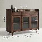 MACOB 120cm Full Solid 3 Door Sideboard-Walnut - Image 3